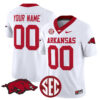 Custom Arkansas Razorbacks Football White Jersey - All Stitched