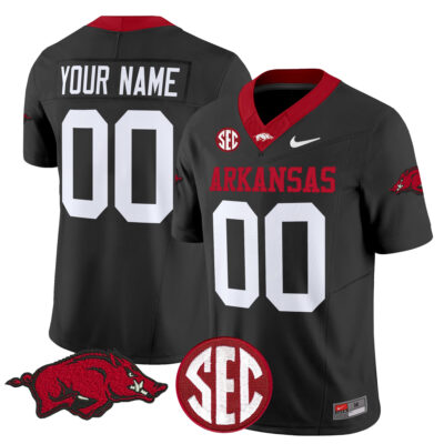 Custom Arkansas Razorbacks Football Black Jersey - All Stitched