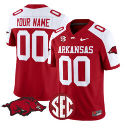 Custom Arkansas Razorbacks Football Alternate Cardinal Jersey - All Stitched