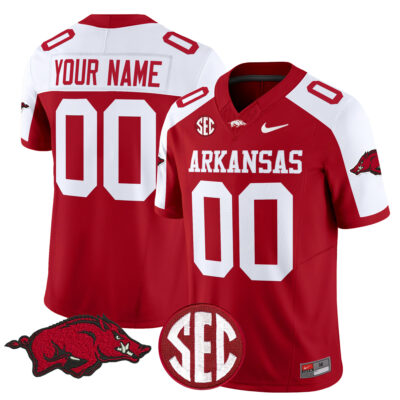 Custom Arkansas Razorbacks Football Alternate Cardinal Jersey - All Stitched