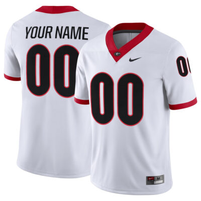 Custom Georgia Bulldogs Football White Game Jersey - All Stitched