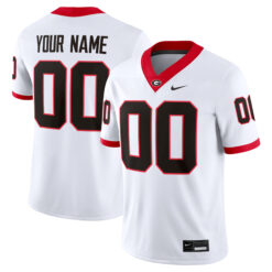 Custom Georgia Bulldogs Football White Away Game Jersey - All Stitched