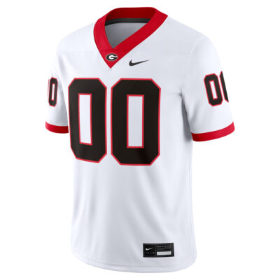 Alternative view of Custom Georgia Bulldogs Football White Away Game Jersey - All Stitched