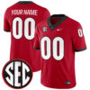 Custom Georgia Bulldogs Football Red Game Jersey w/ SEC Patch - All Stitched