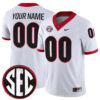 Custom Georgia Bulldogs Football White Game Jersey w/ SEC Patch - All Stitched