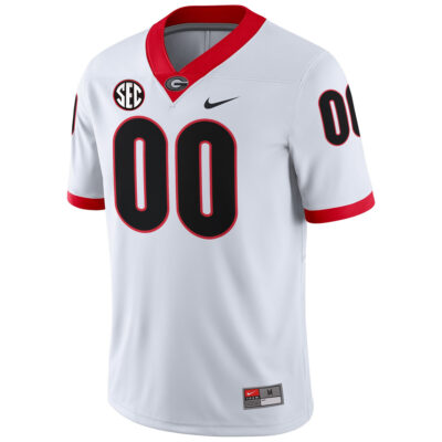 Alternative view of Custom Georgia Bulldogs Football White Game Jersey w/ SEC Patch - All Stitched