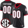 Custom Georgia Bulldogs Football Black Game Jersey w/ SEC Patch - All Stitched
