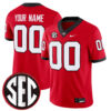Custom Georgia Bulldogs Football Red Home Game Jersey w/ SEC Patch - All Stitched