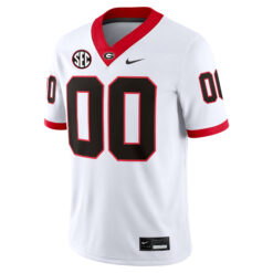 Alternative view of Custom Georgia Bulldogs Football White Away Game Jersey w/ SEC Patch - All Stitched