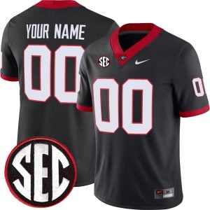 Custom Georgia Bulldogs Football Black Alternate Game Jersey w/ SEC Patch - All Stitched