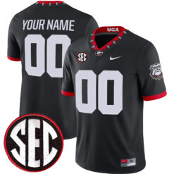 Custom Georgia Bulldogs Football Black 1981 Throwback Jersey w/ SEC Patch - All Stitched