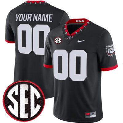 Custom Georgia Bulldogs Football Black 1981 Throwback Jersey w/ SEC Patch - All Stitched