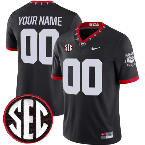 Custom Georgia Bulldogs Football Black 1981 Throwback Jersey w/ SEC Patch - All Stitched