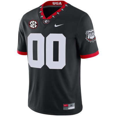 Alternative view of Custom Georgia Bulldogs Football Black 1981 Throwback Jersey w/ SEC Patch - All Stitched