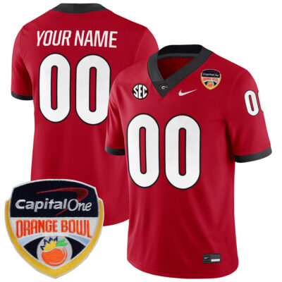 Custom Georgia Bulldogs Football Orange Bowl Red Game Jersey - All Stitched