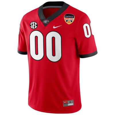 Alternative view of Custom Georgia Bulldogs Football Orange Bowl Red Game Jersey - All Stitched