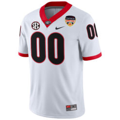 Alternative view of Custom Georgia Bulldogs Football Orange Bowl White Game Jersey - All Stitched