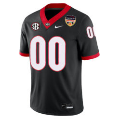 Alternative view of Custom Georgia Bulldogs Football Orange Bowl Black Game Jersey - All Stitched