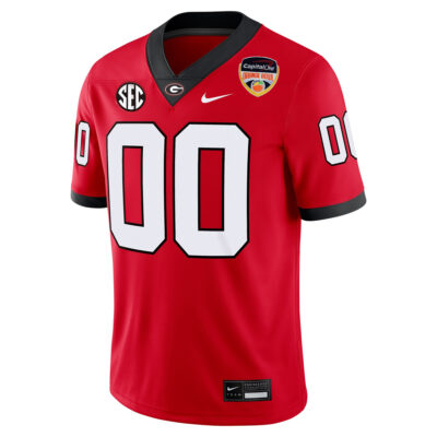Alternative view of Custom Georgia Bulldogs Football Orange Bowl Red Home Game Jersey - All Stitched