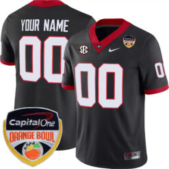 Custom Georgia Bulldogs Football Orange Bowl Black Alternate Game Jersey - All Stitched