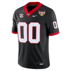 Alternative view of Custom Georgia Bulldogs Football Orange Bowl Black Alternate Game Jersey - All Stitched
