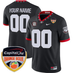 Custom Georgia Bulldogs Football Orange Bowl Black 1981 Throwback Jersey - All Stitched