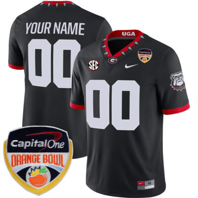 Custom Georgia Bulldogs Football Orange Bowl Black 1981 Throwback Jersey - All Stitched