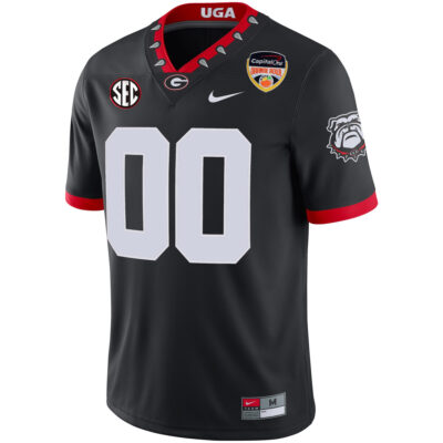 Alternative view of Custom Georgia Bulldogs Football Orange Bowl Black 1981 Throwback Jersey - All Stitched