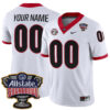 Custom Georgia Bulldogs Football Sugar Bowl White Game Jersey - All Stitched