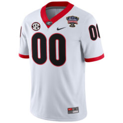 Alternative view of Custom Georgia Bulldogs Football Sugar Bowl White Game Jersey - All Stitched