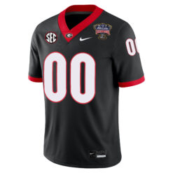 Alternative view of Custom Georgia Bulldogs Football Sugar Bowl Black Game Jersey - All Stitched