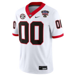 Alternative view of Custom Georgia Bulldogs Football Sugar Bowl White Away Game Jersey - All Stitched