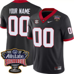 Custom Georgia Bulldogs Football Sugar Bowl Black Alternate Game Jersey - All Stitched