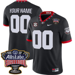 Custom Georgia Bulldogs Football Sugar Bowl Black 1981 Throwback Jersey - All Stitched