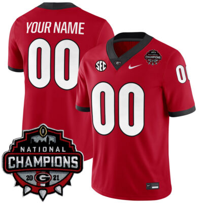 Custom Georgia Bulldogs Football CFP National Championship Red Game Jersey - All Stitched