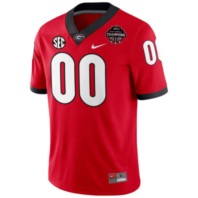 Alternative view of Custom Georgia Bulldogs Football CFP National Championship Red Game Jersey - All Stitched
