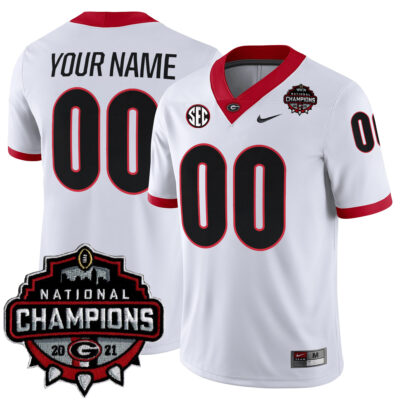 Custom Georgia Bulldogs Football CFP National Championship White Game Jersey - All Stitched