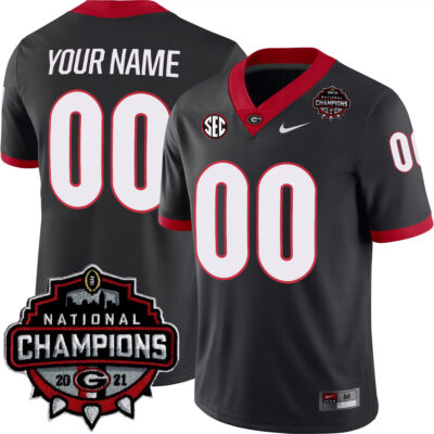 Custom Georgia Bulldogs Football CFP National Championship Black Game Jersey - All Stitched