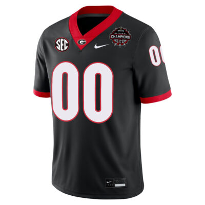 Alternative view of Custom Georgia Bulldogs Football CFP National Championship Black Game Jersey - All Stitched