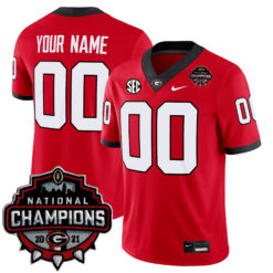 Custom Georgia Bulldogs Football CFP National Championship Red Home Game Jersey - All Stitched