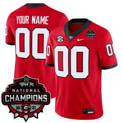 Custom Georgia Bulldogs Football CFP National Championship Red Home Game Jersey - All Stitched