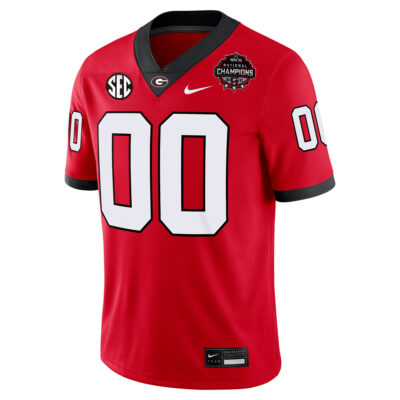 Alternative view of Custom Georgia Bulldogs Football CFP National Championship Red Home Game Jersey - All Stitched