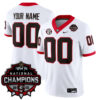 Custom Georgia Bulldogs Football CFP National Championship White Away Game Jersey - All Stitched
