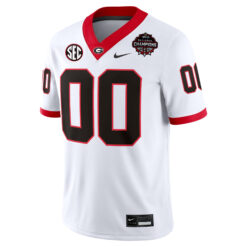 Alternative view of Custom Georgia Bulldogs Football CFP National Championship White Away Game Jersey - All Stitched