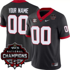 Custom Georgia Bulldogs Football CFP National Championship Black Alternate Game Jersey - All Stitched
