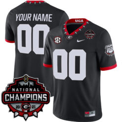 Custom Georgia Bulldogs Football CFP National Championship Black 1981 Throwback Jersey - All Stitched