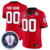 Custom Georgia Bulldogs Football Red Home Game Jersey w/ Vince Dooley Patch - All Stitched
