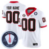 Custom Georgia Bulldogs Football White Away Game Jersey w/ Vince Dooley Patch - All Stitched