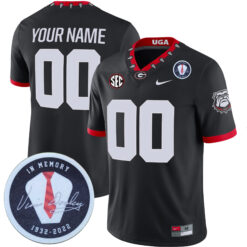 Custom Georgia Bulldogs Football Black 1981 Throwback Jersey w/ Vince Dooley Patch - All Stitched