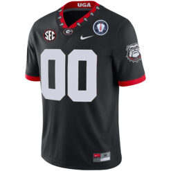Alternative view of Custom Georgia Bulldogs Football Black 1981 Throwback Jersey w/ Vince Dooley Patch - All Stitched
